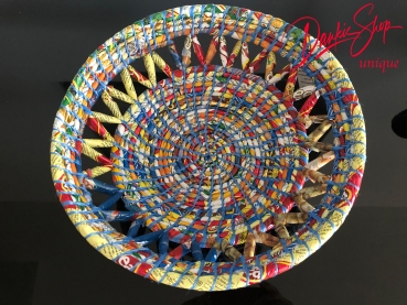 Cesta de reciclaje colorida con pie y patrón abierto - XL