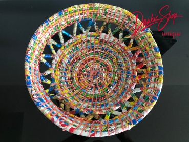 Cesta de reciclaje colorida con pie y patrón abierto - XL