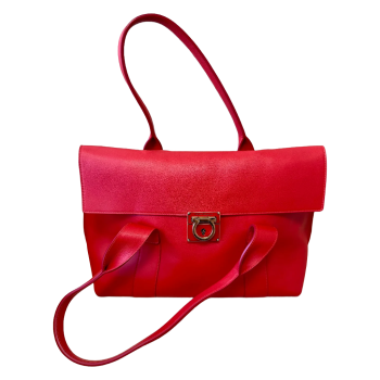 Salvador Ferragamo red handbag made from 100% calfskin leather