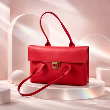 Salvador Ferragamo red handbag made from 100% calfskin leather