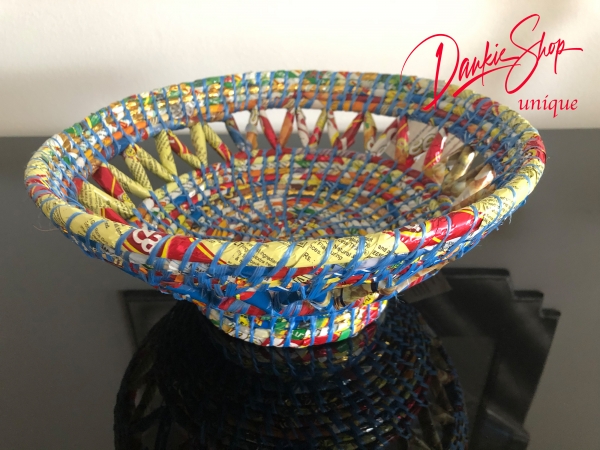 Cesta de reciclaje colorida con pie y patrón abierto - XL