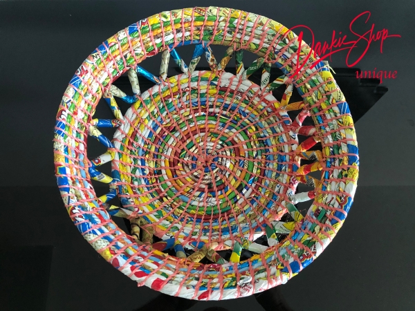 Cesta de reciclaje colorida con pie y patrón abierto - XL