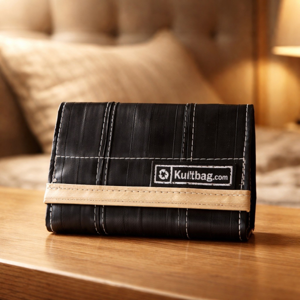 Upcycling-Geldbörse - beige