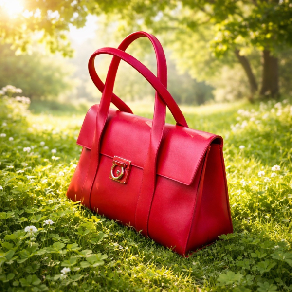 Salvador Ferragamo red handbag made from 100% calfskin leather